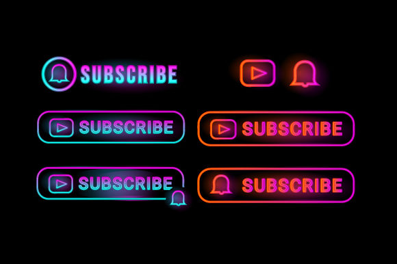 Download Neon Subscribe Button Design Collection - Subscribe button Collection