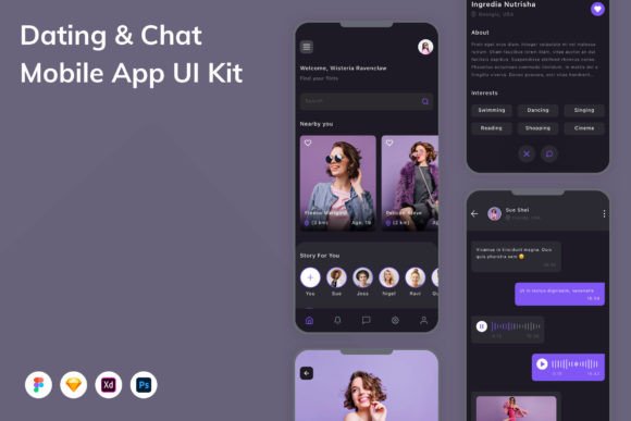 Download Dating &amp; Chat Mobile App UI Kit - Chat Collection